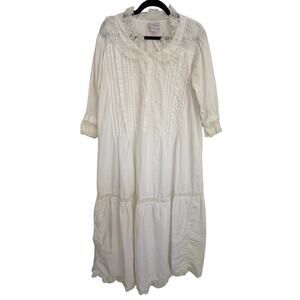 VTG Saybury Sz S Lace Cottagecore Sleep Dress Gown White Cotton Natural Fiber